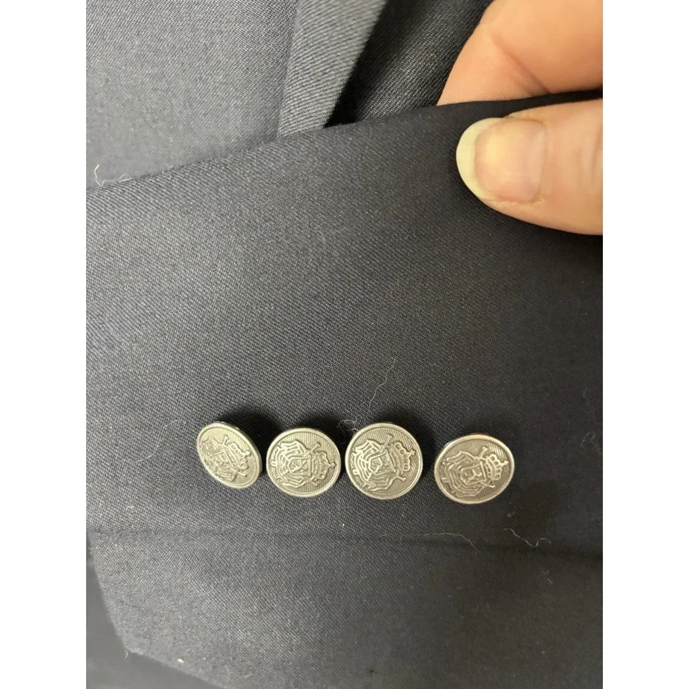 Michael‎ Kors Men's 42L Wool Two Silver Button Navy Blazer Sport Coat Jacket